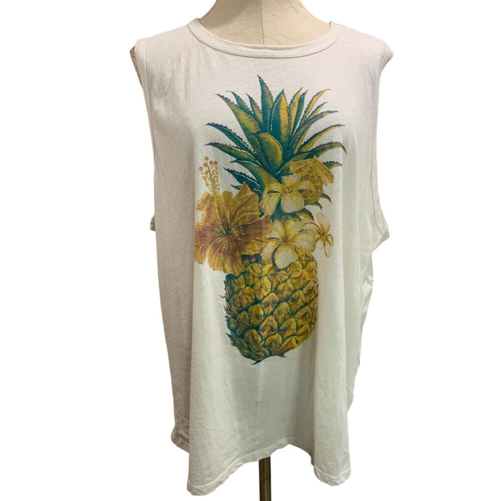 Size 2X Lucky Brand Womens Pineapple Graphic Tank‎ Top Tshirt